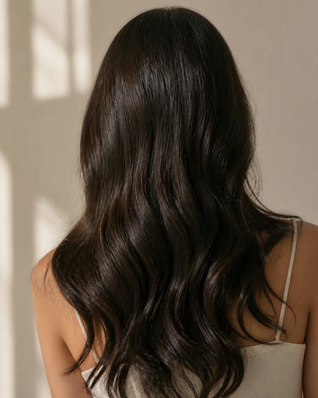 Après le rituel NOOR — Cheveux longs, secs en pointes